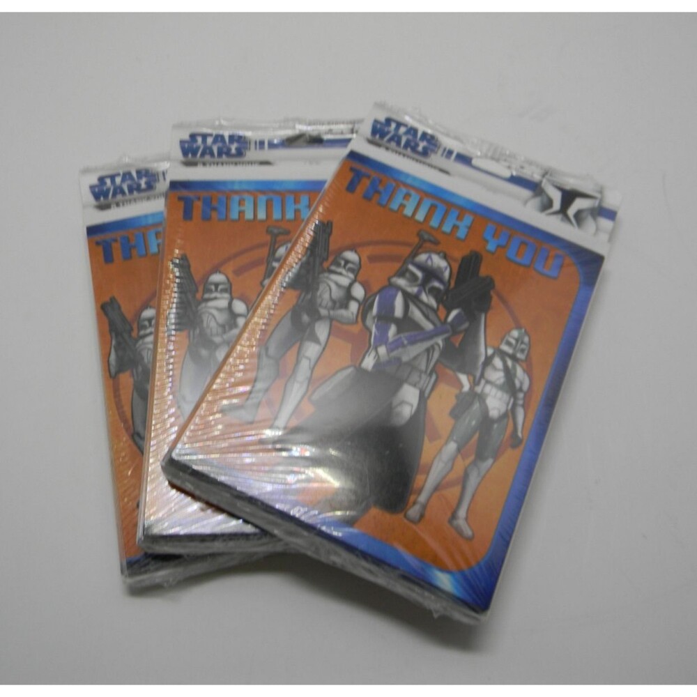 Hallmark Star Wars Thank You Cards 2008 Party Express New Old Stock 3 Packs